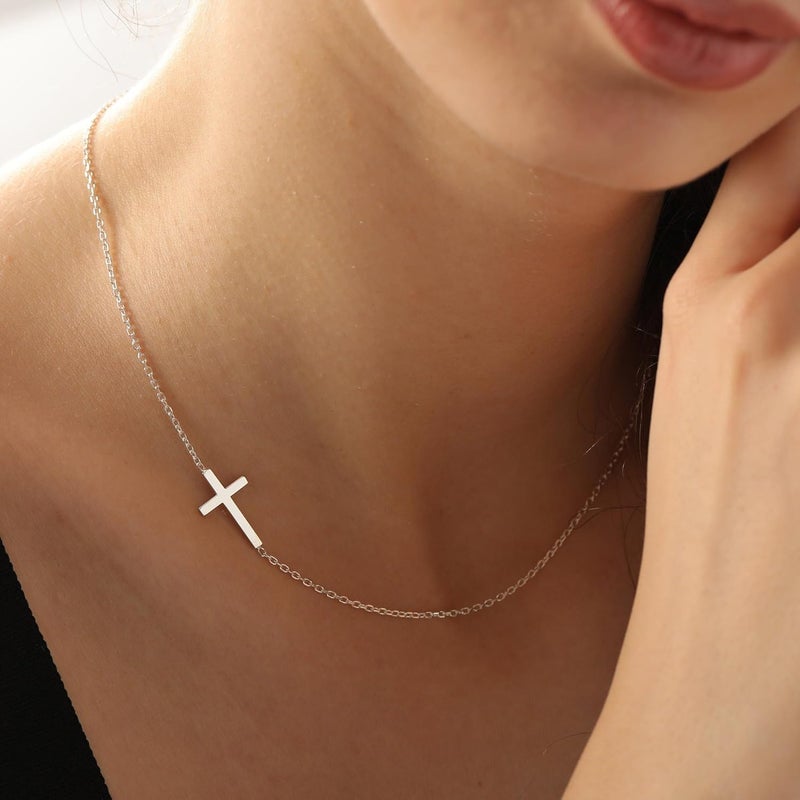 MONOZO Cross Necklace for Women, 14K Gold Plated, 16+2'/18+2' inches, Gold Cross Necklaces for Women, Trendy Gold Jewelry Gifts for Women - Image 3